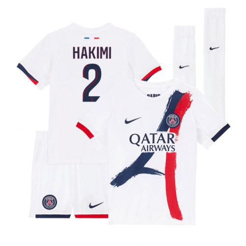 Otroški Nogometni dresi Paris Saint-Germain Achraf Hakimi #2 Gostujoči 2024-25 Kratek Rokav (+ Kratke hlače)